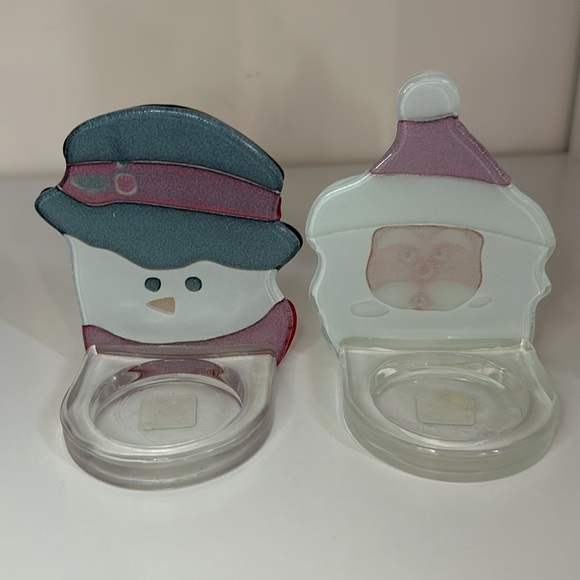 PartyLite Santa & Snowman Glass Tealight Candle Holders - Picture 6 of 7